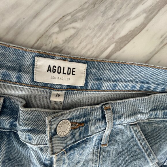 Agolde Cooper Cargo Pants in Rank Womens Size 28 Jeans Blue Light Wash Denim - Picture 3 of 9